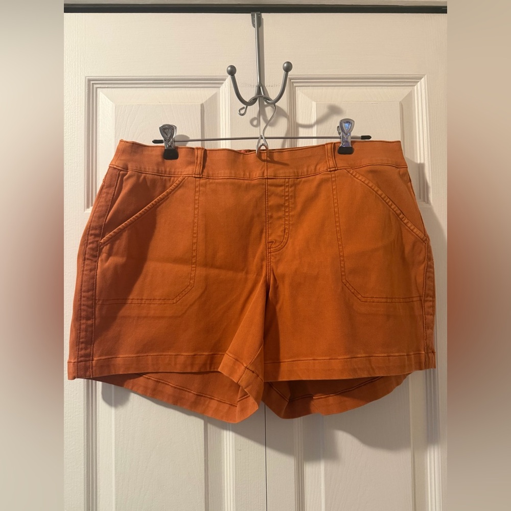 SPANX Burnt Orange Pull On Cotton-Blend Shorts, Size XL